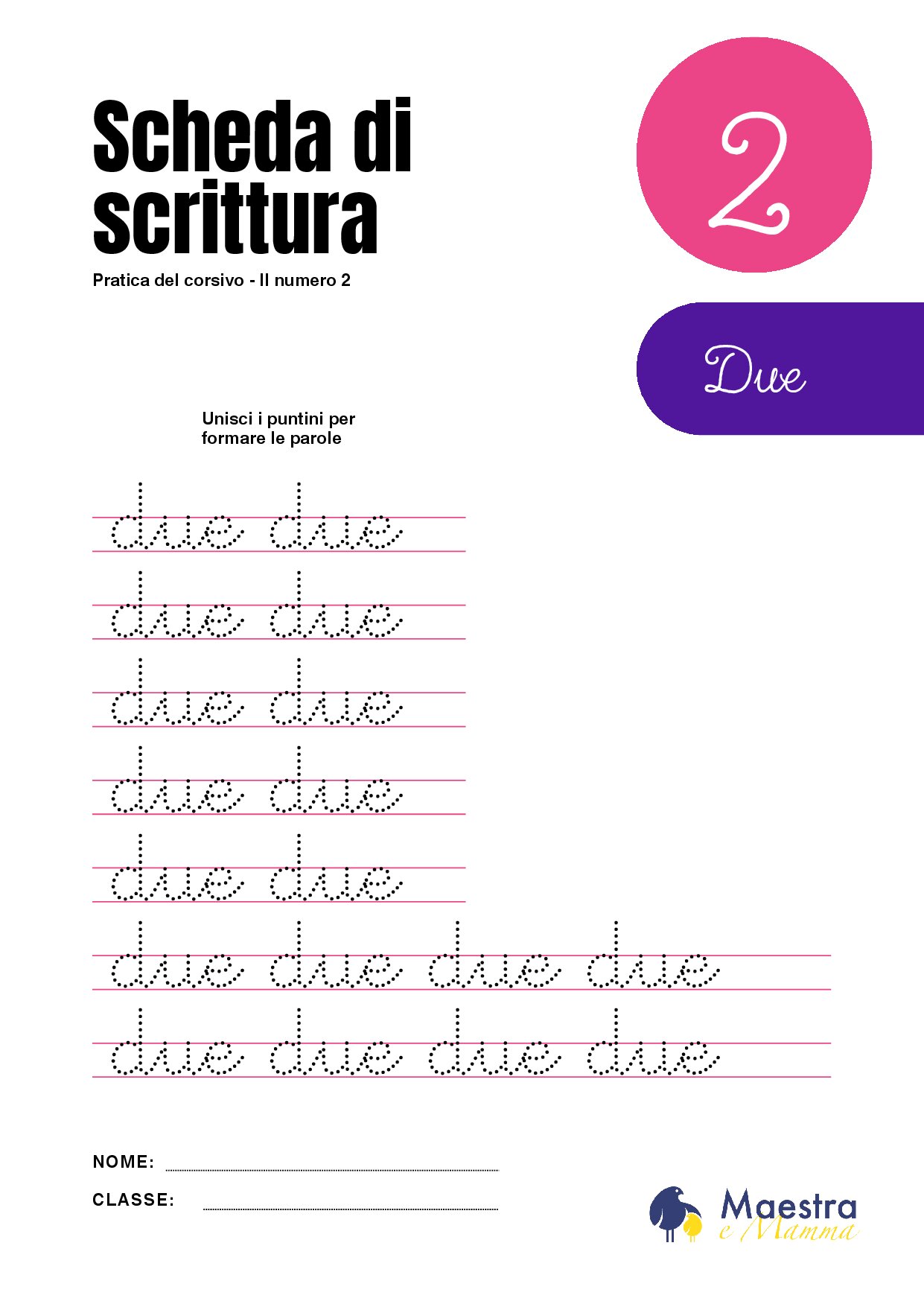 Scheda pregrafismo sul numero due [83 KB]