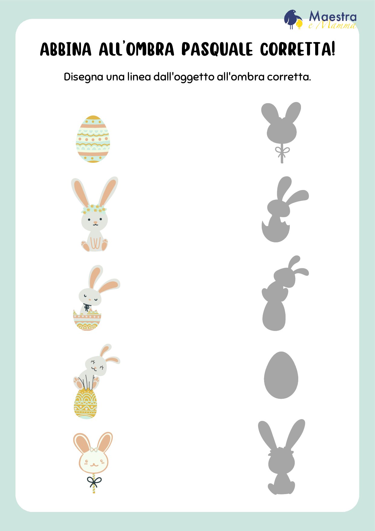Scheda didattica di Pasqua sull'abbinamento delle figure [211 KB]