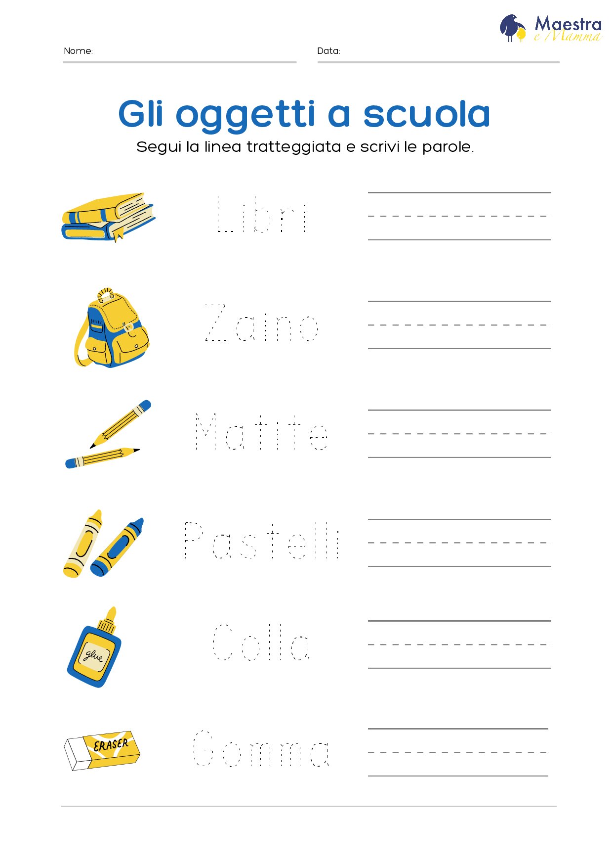 Scheda pregrafismo oggetti scolastici [605 KB]