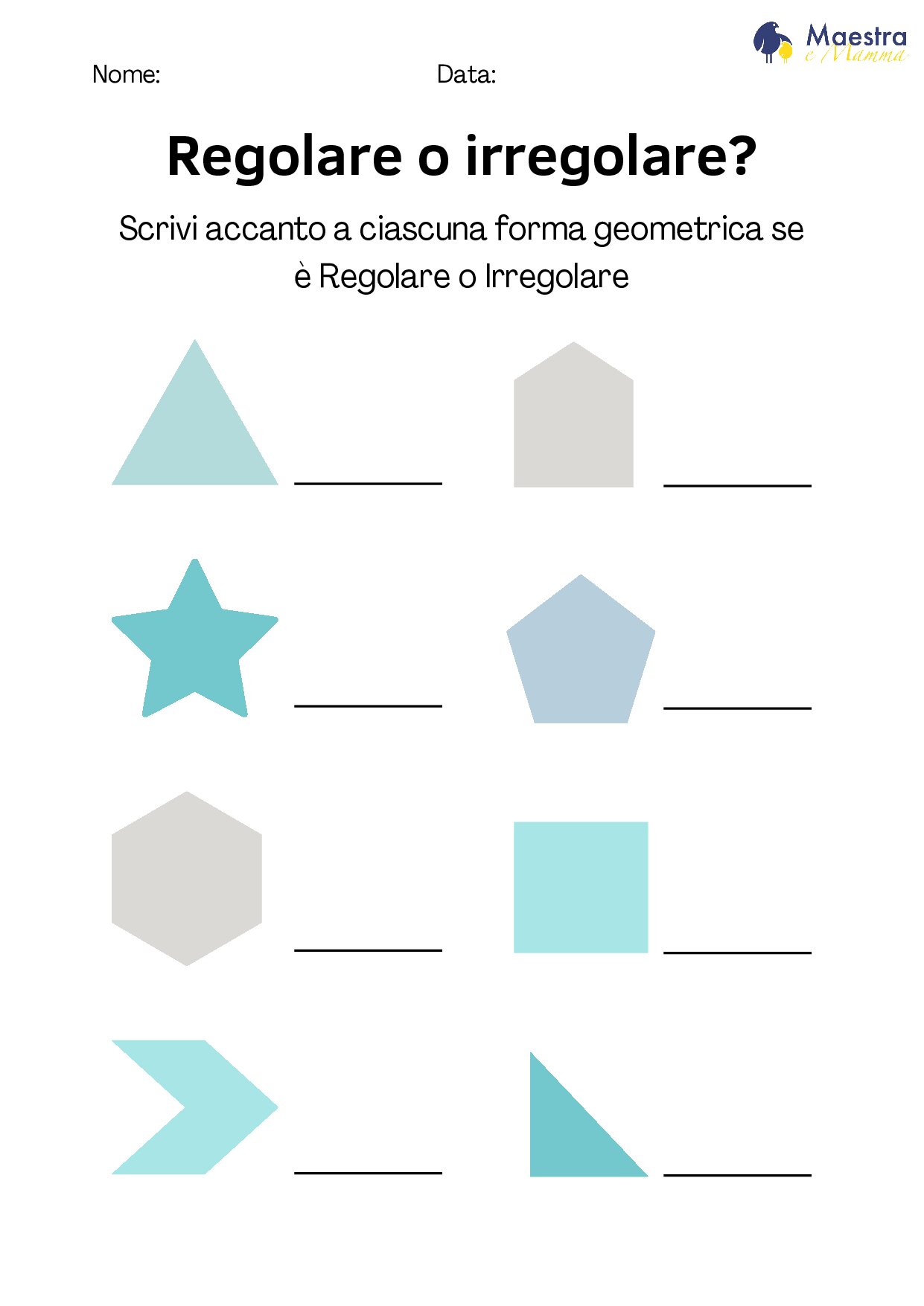 Scheda didattica geometria irregolare regolare [56 KB]