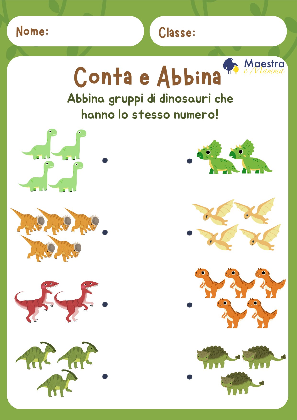 Scheda didattica matematica conta e abbina [9 MB]