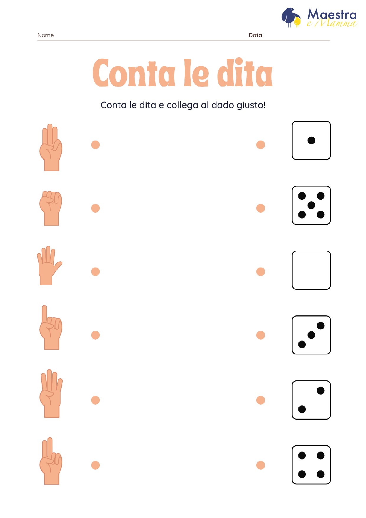 Scheda didattica matematica conta le dita [109 KB]
