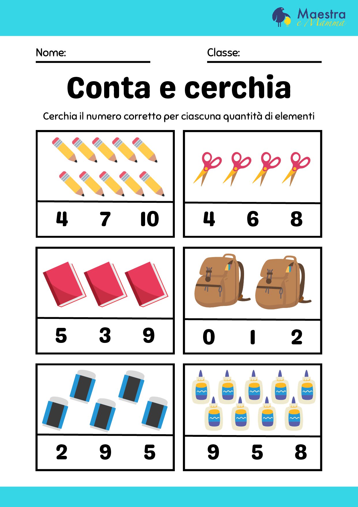 Scheda didattica cerchia il numero corretto [234 KB]