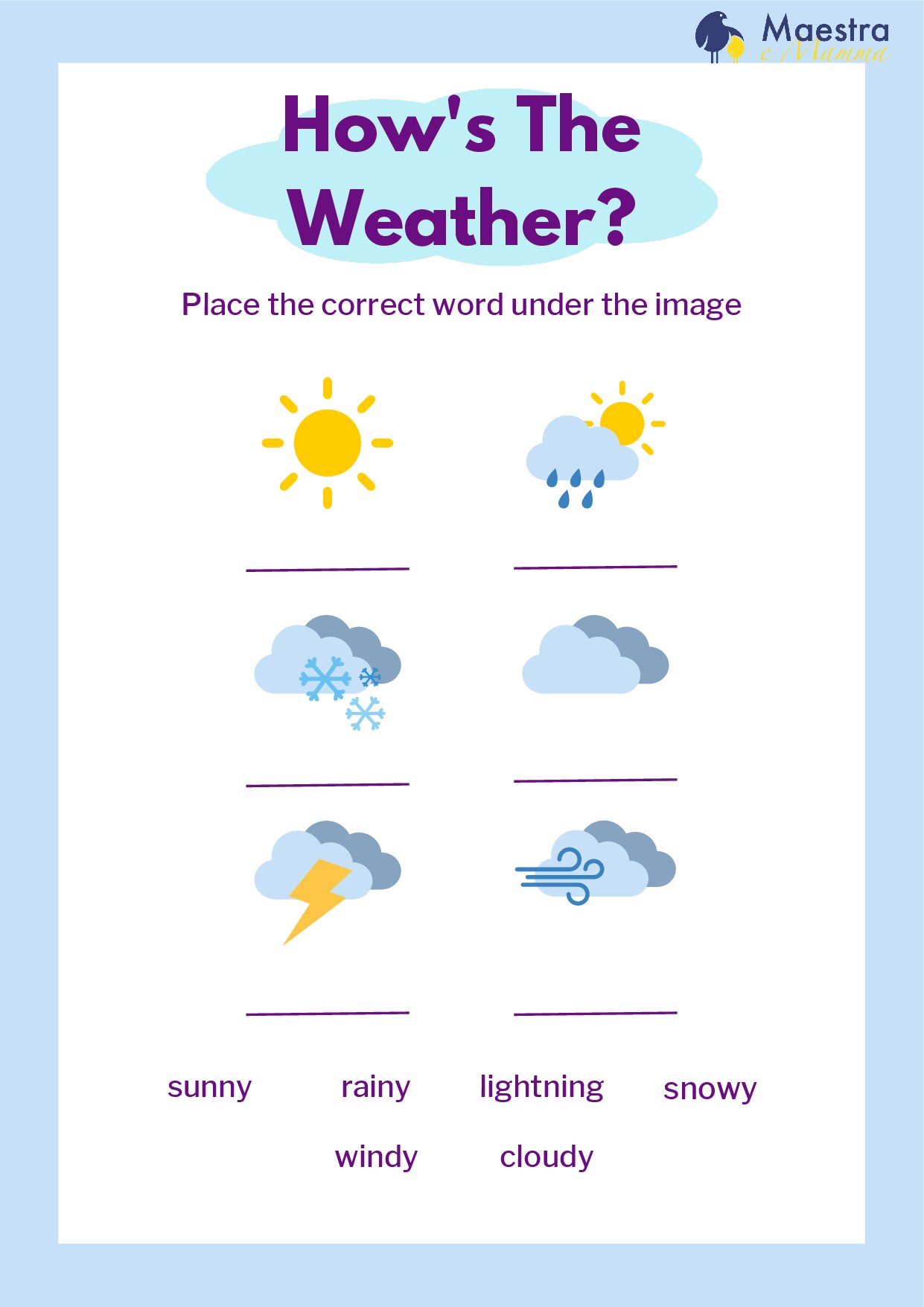 Scheda didattica di inglese sul meteo [80 KB]