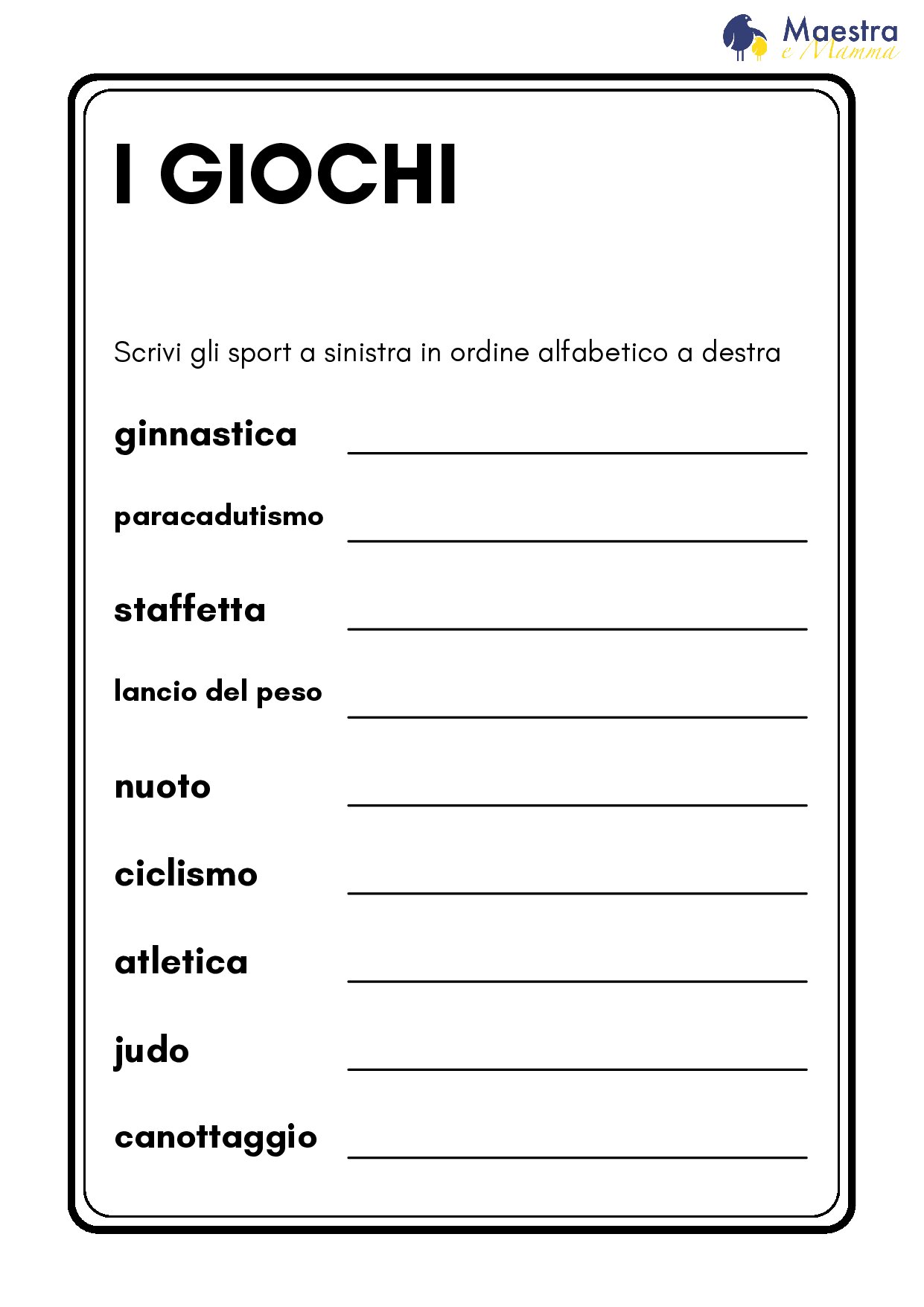 Scheda didattica di italiano sugli sport [52 KB]