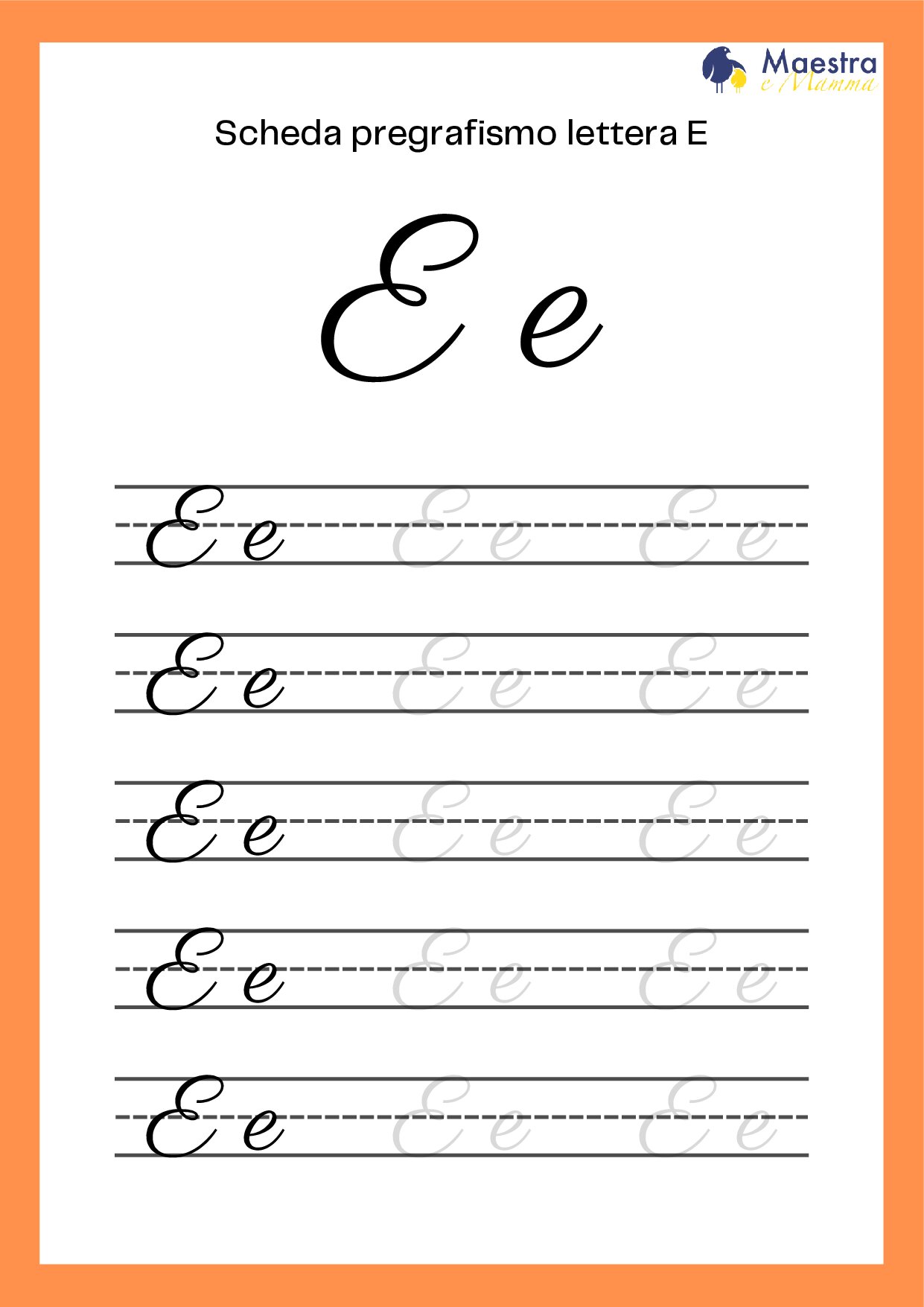 Scheda pregrafismo lettera E [36 KB]