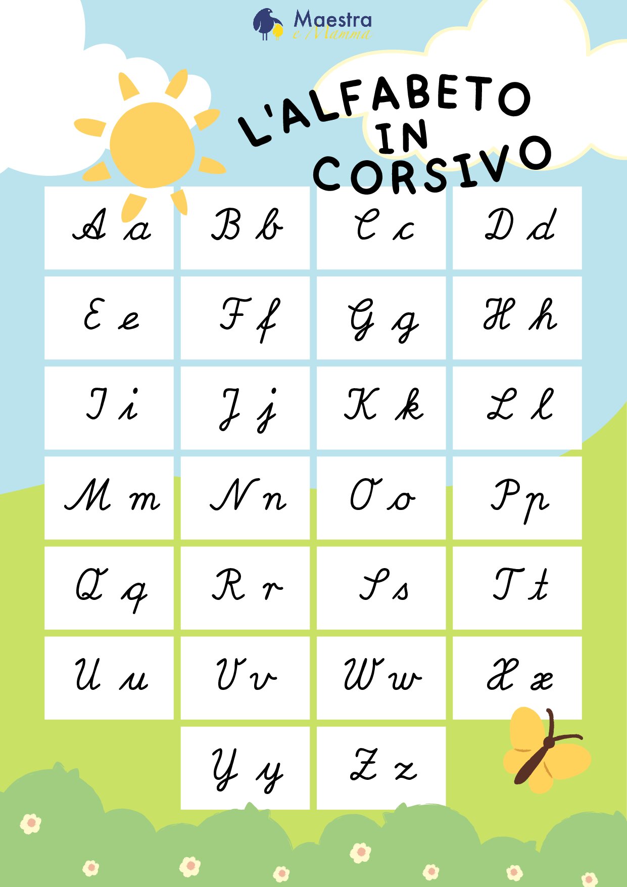 Scheda didattica alfabeto in corsivo [652 KB]