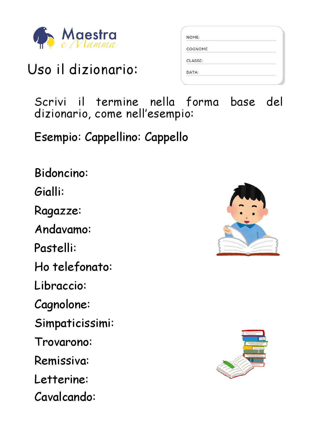 Scheda didattica sull'uso corretto del dizionario [481 KB]