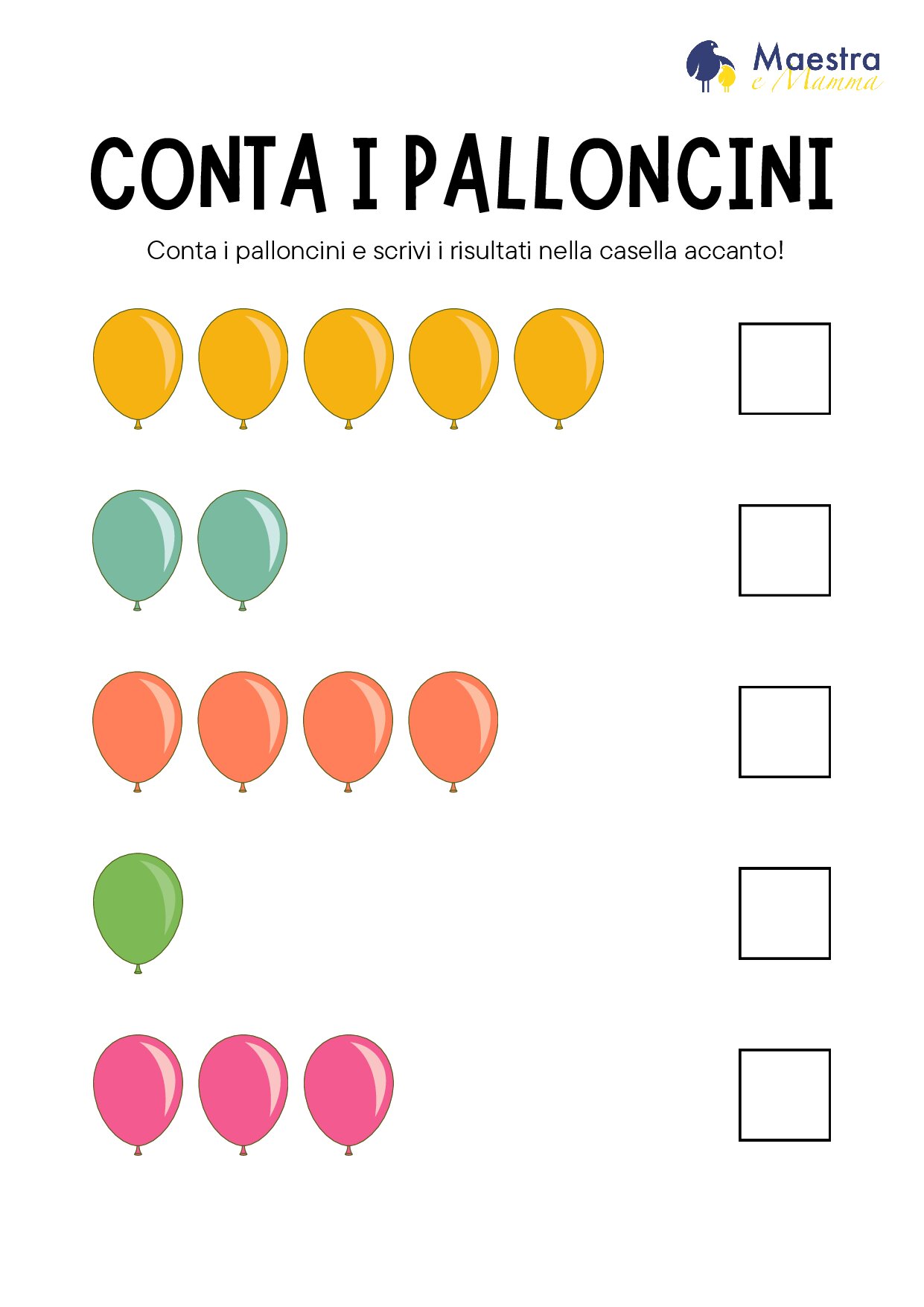 Scheda di matematica conta i palloncini [65 KB]