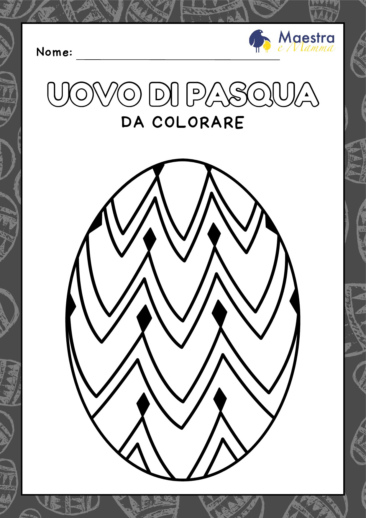 Uovo di pasqua da colorare [2 MB]