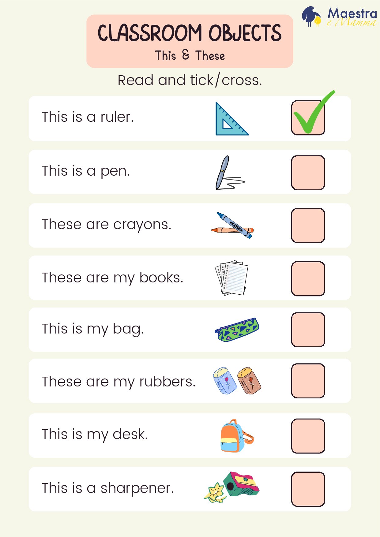 Scheda di inglese classroom objects [368 KB]