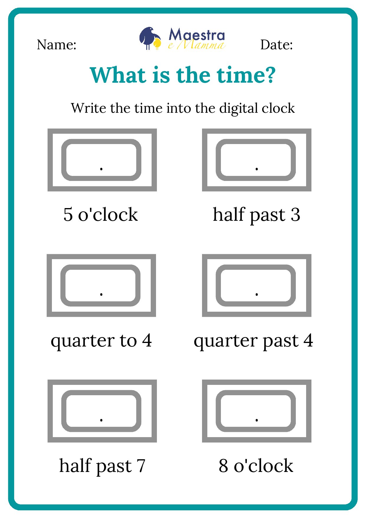 Orologio in inglese da completare [84 KB]