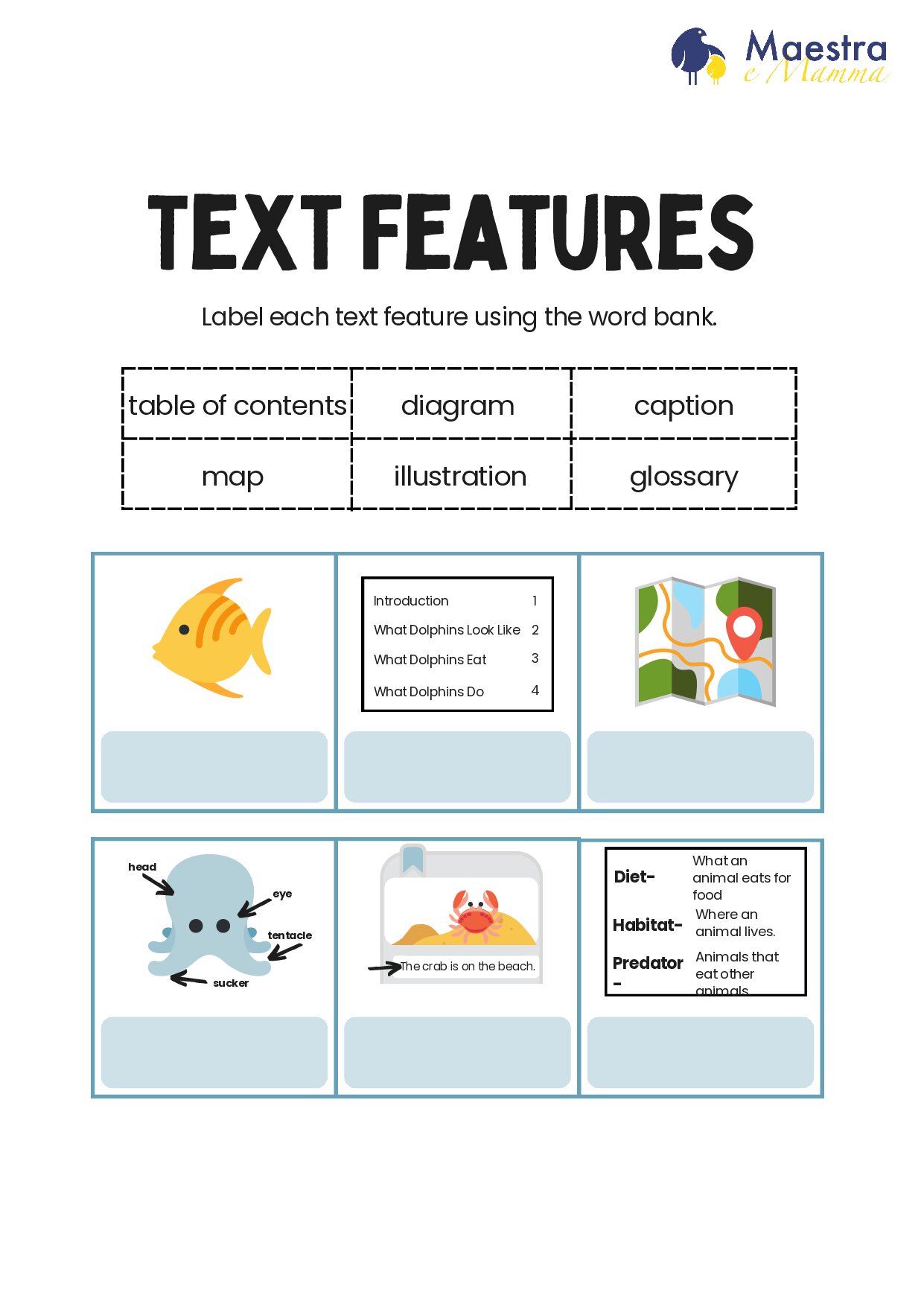 Scheda di inglese text feautures [291 KB]