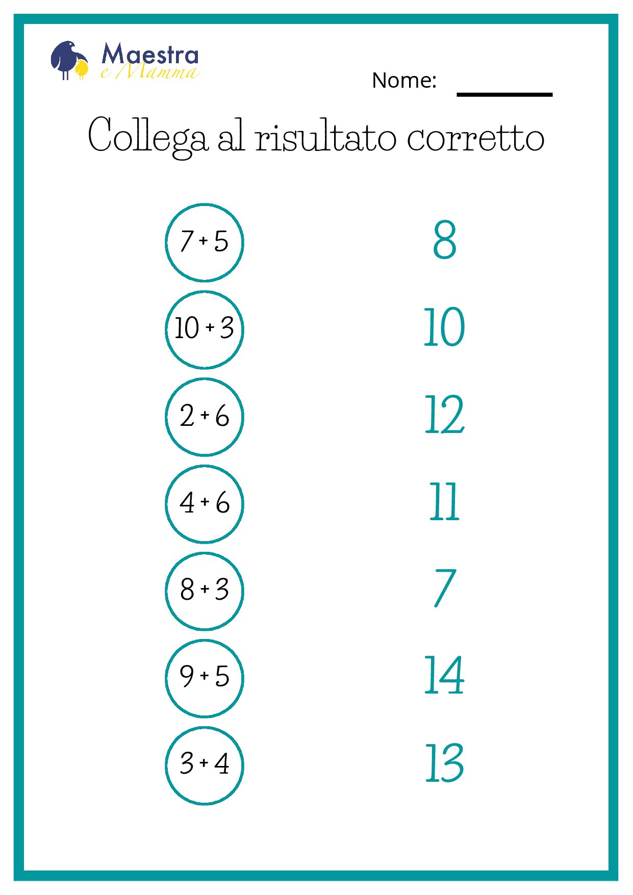 Scheda matematica collega al risultato corretto [82 KB]