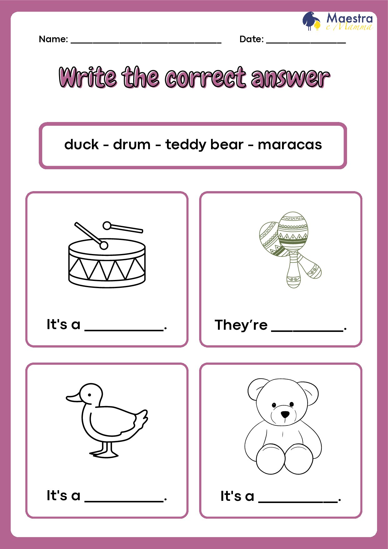 Scheda didattica di inglese write the correct answer [124 KB]
