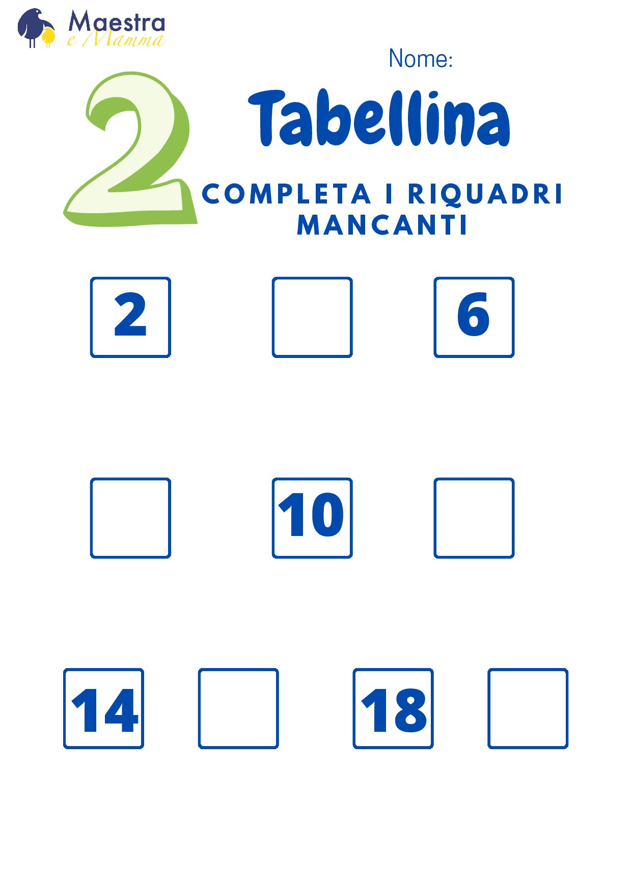 Scheda matematica tabellina 2 [78 KB]