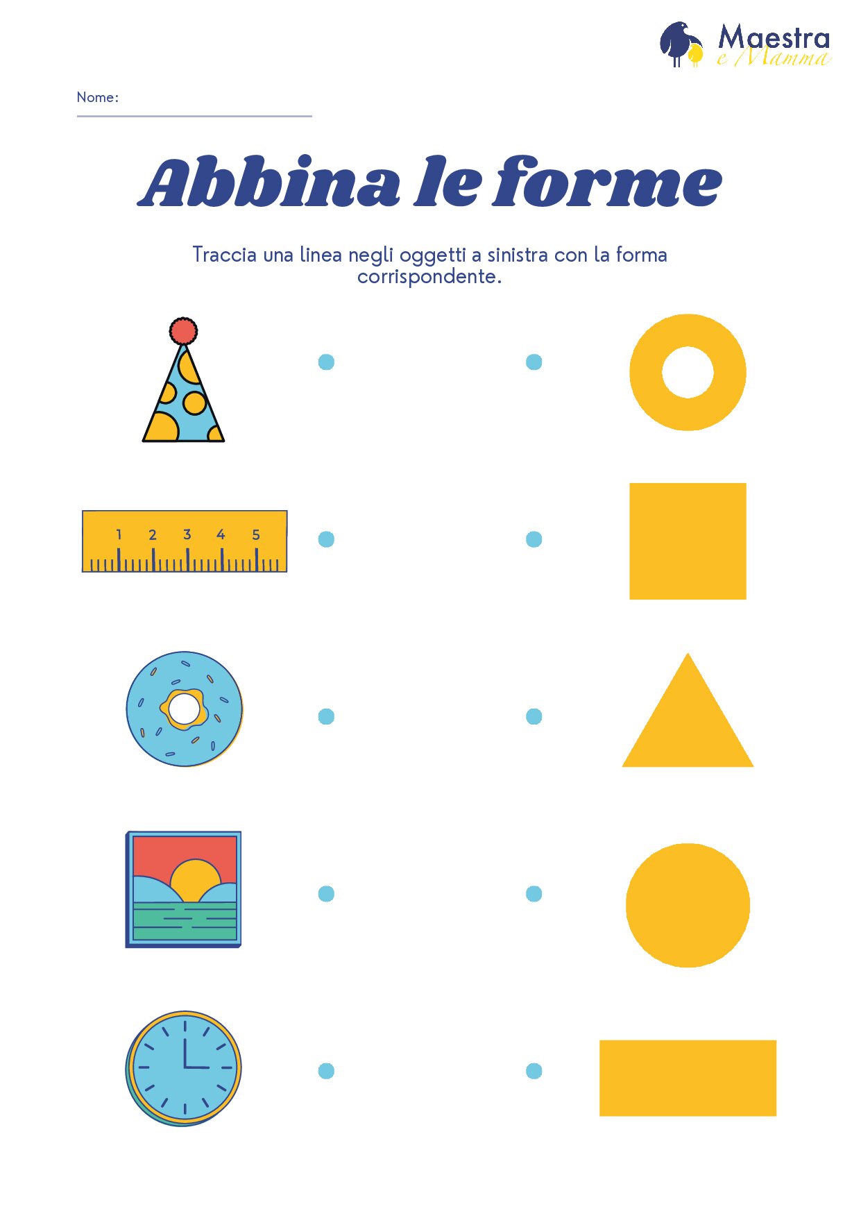 Scheda di geometria abbina le forme [99 KB]