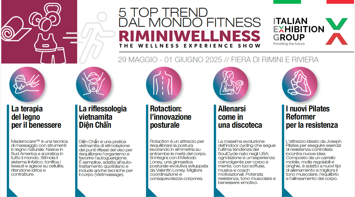 Torna RiminiWellness tra massaggi con legno, riflessologia facciale e indoor cycling -