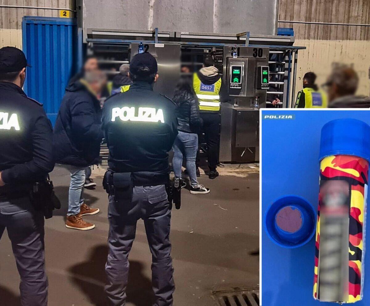 Tentativo di ingresso allo stadio con un bengala | La Polizia di Catania svela i pericoli nascosti tra i tifosi! -