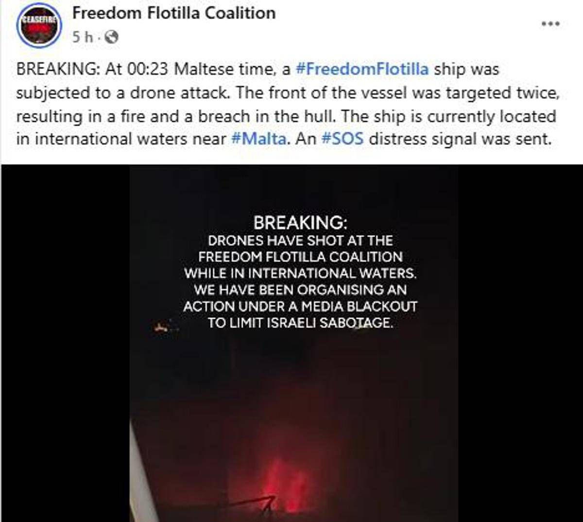 Attacco di droni, colpita nave con aiuti umanitari per Gaza: doveva imbarcarsi anche Greta Thunberg - Video - 