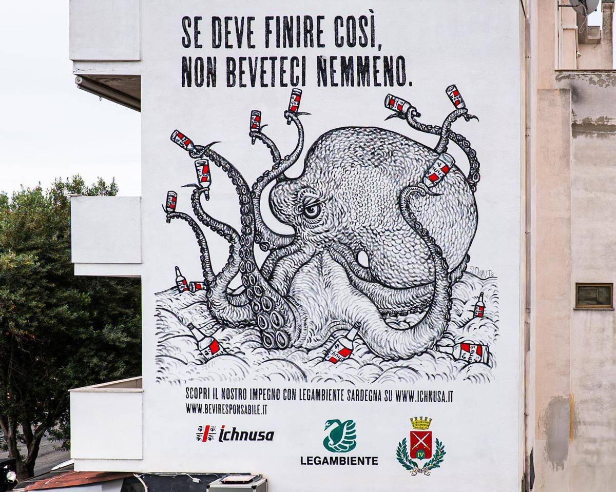 Donazione, asta benefica e murale, Ichnusa contro l’abbandono del vetro - 