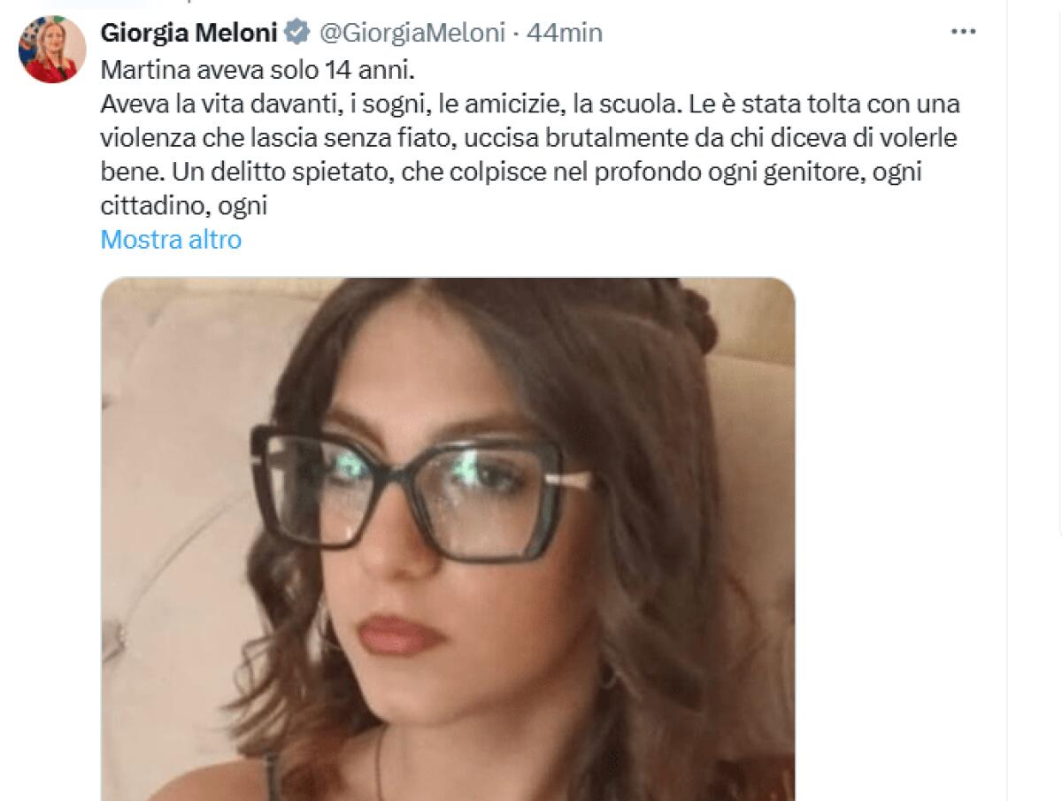 Martina, solo 14 anni e un delitto inaccettabile | La Premier Meloni grida al cambiamento! -