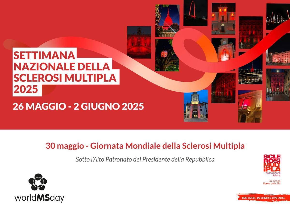 Giornata mondiale sclerosi multipla numero 25, l'Italia si tinge di rosso - 