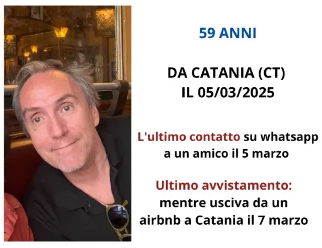 Persona scomparsa Catania: si cerca turista americano 59enne