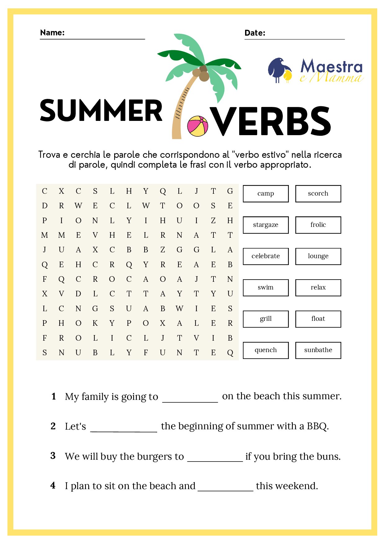 Scheda di inglese summer verbs [143 KB]