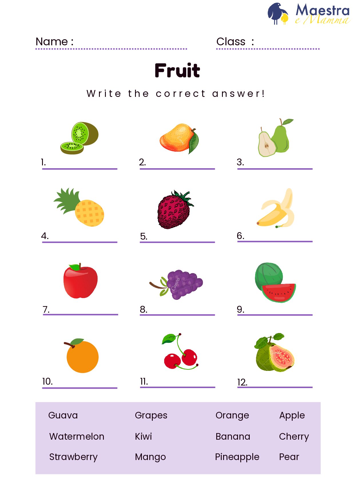 Scheda di inglese frutta [538 KB]