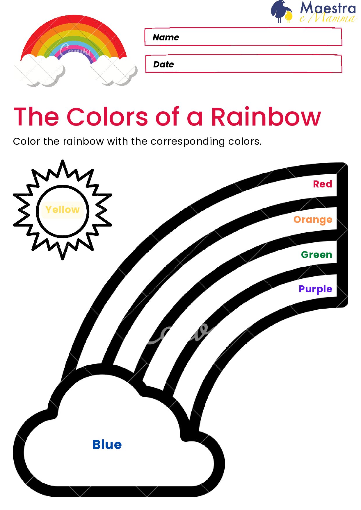 Scheda di inglese i colori dell'arcobaleno [237 KB]
