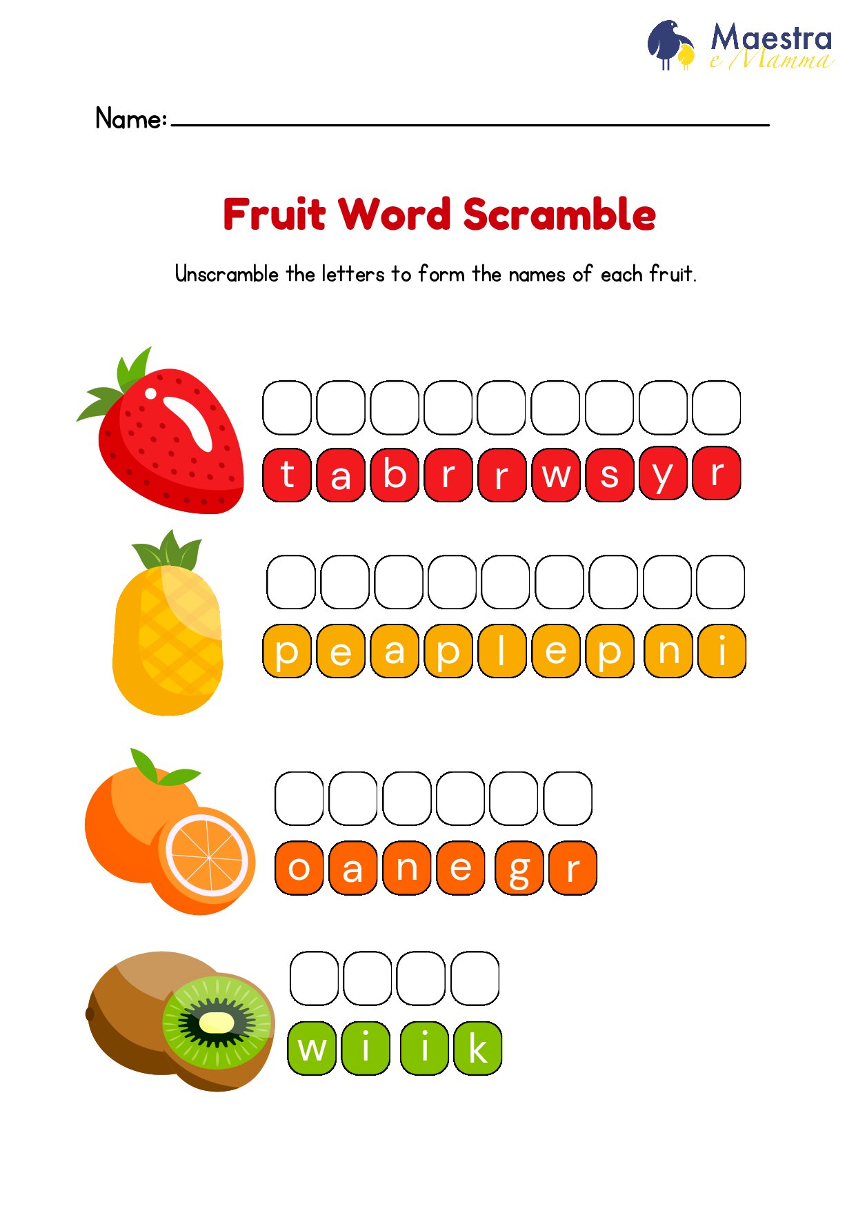 Fruit word scramble [109 KB]