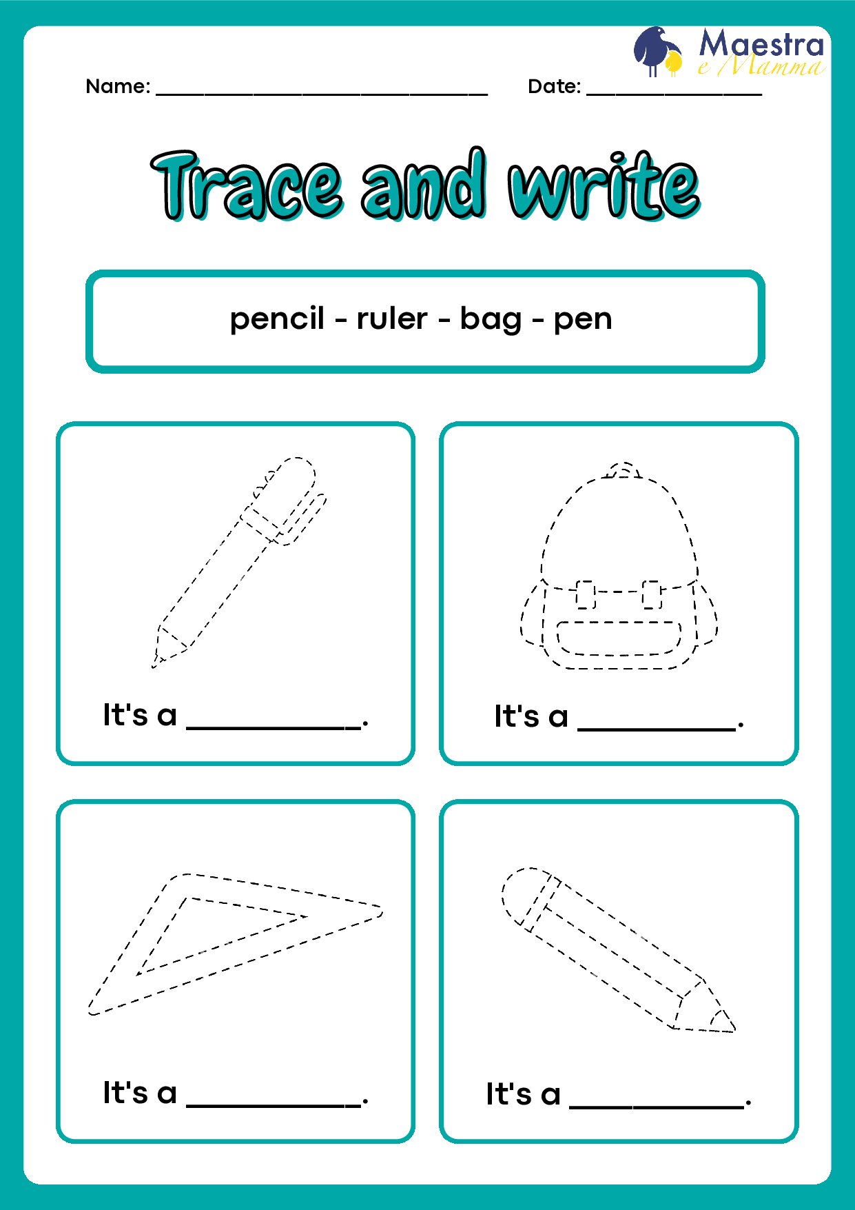 Scheda di inglese trace and write [163 KB]