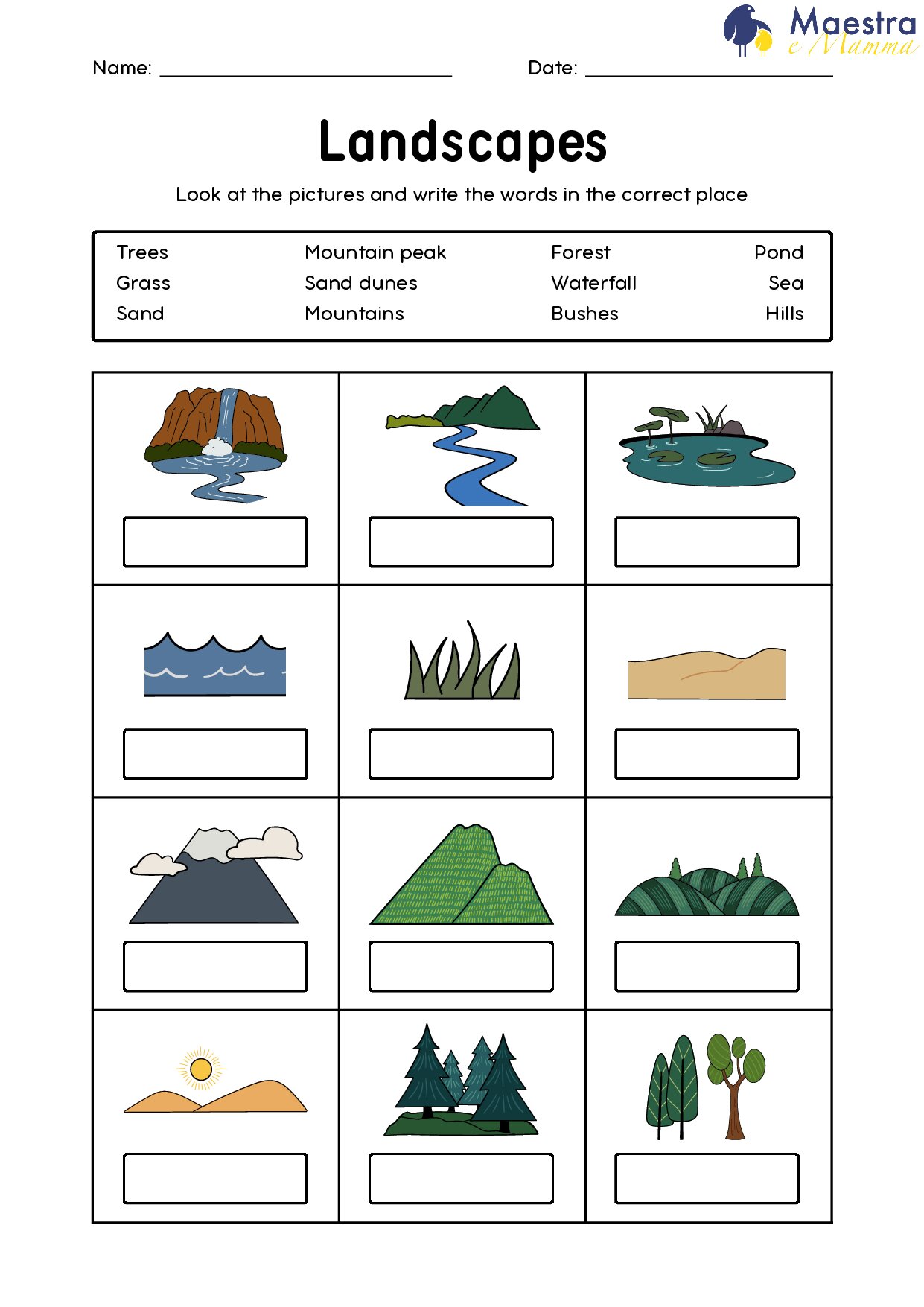 Scheda di inglese landscapes [388 KB]