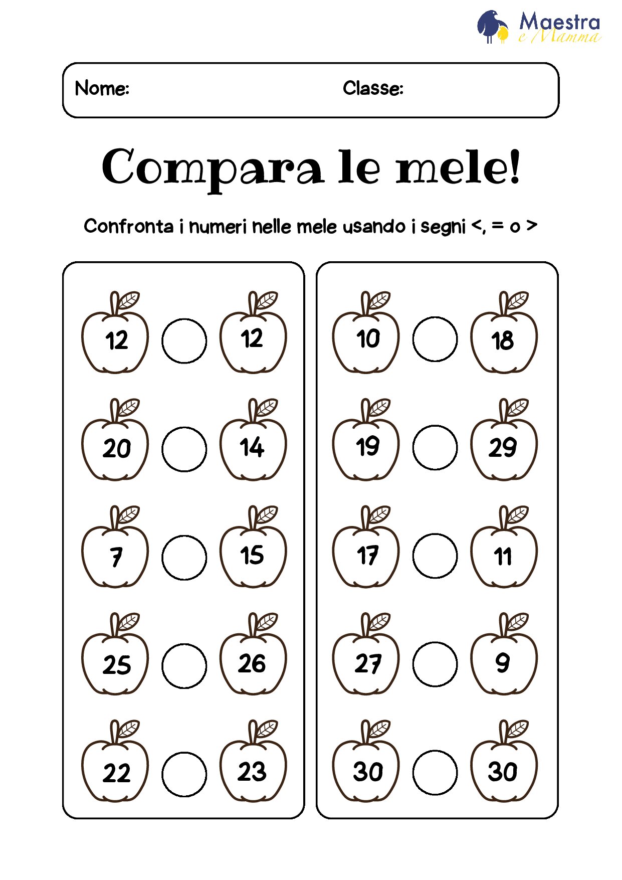 Scheda matematica sulle comparazioni [76 KB]