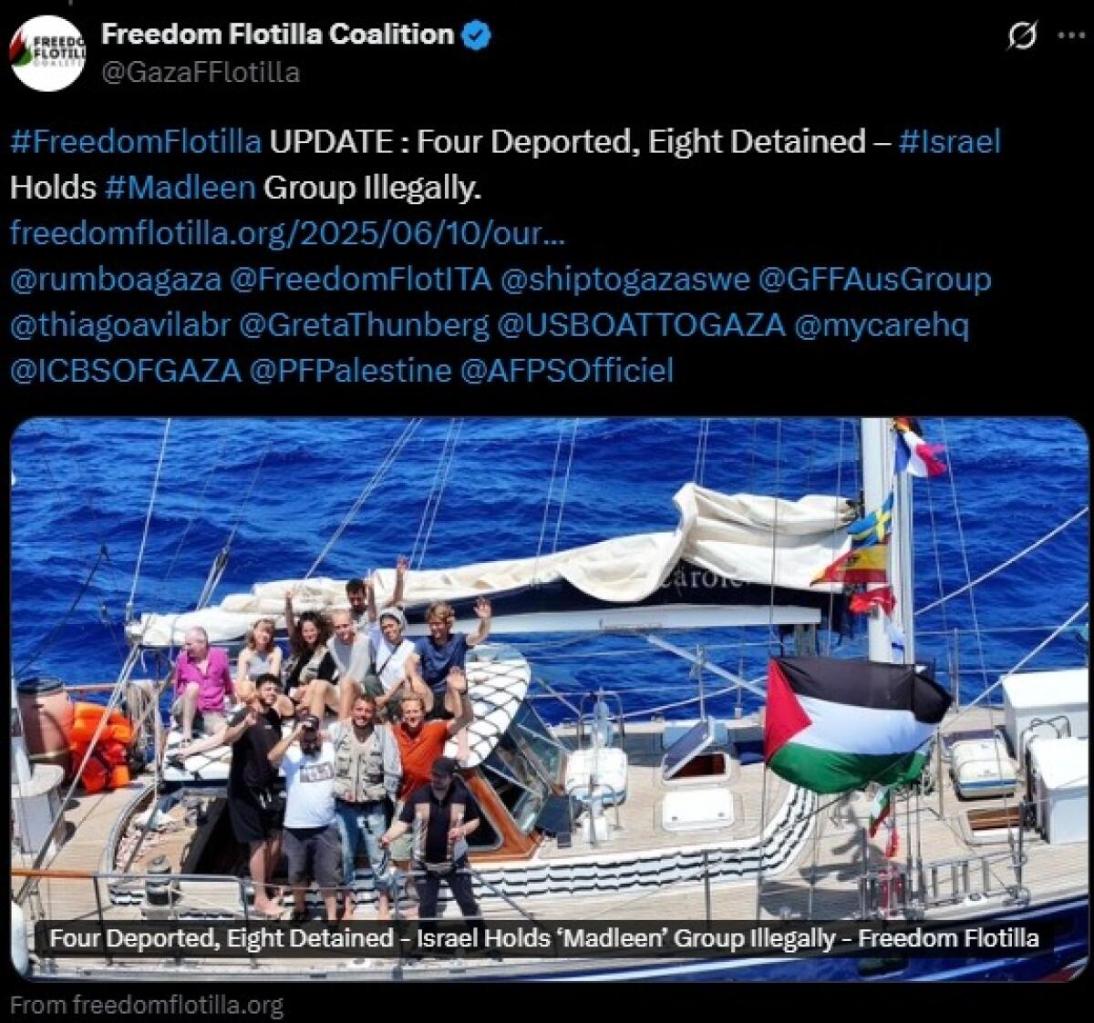 Attivisti della Freedom Flotilla RAPITI: la detenzione di Israele è davvero legale? -
