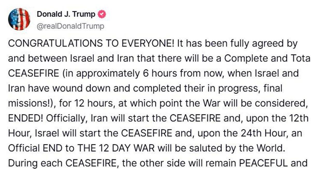 Iran, Israele e la 'pace su Truth': cessate il fuoco è un annuncio di Trump - 