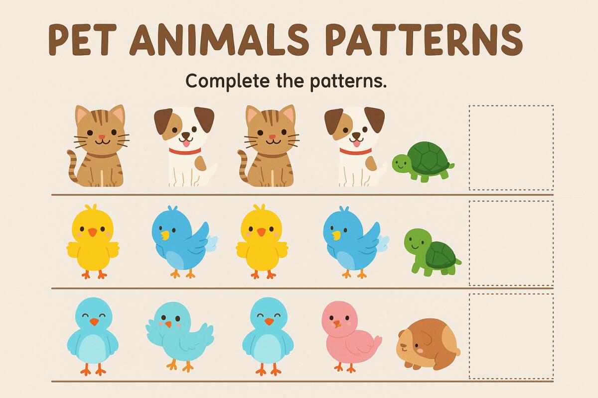 Pet Animals Pattern – Impara con Simpatici Amici a Quattro Zampe! - 