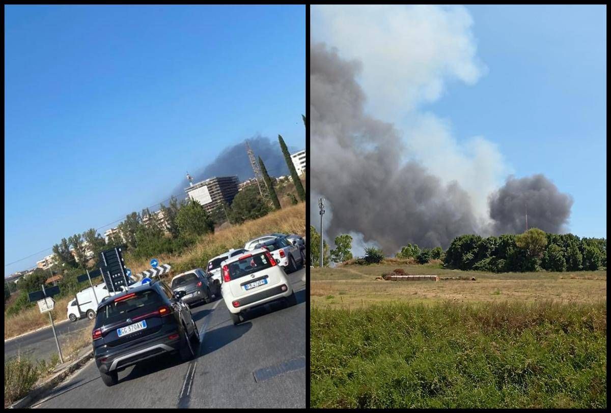 Roma, vasto incendio a Piana del Sole: fiamme verso l'aeroporto di Fiumicino -