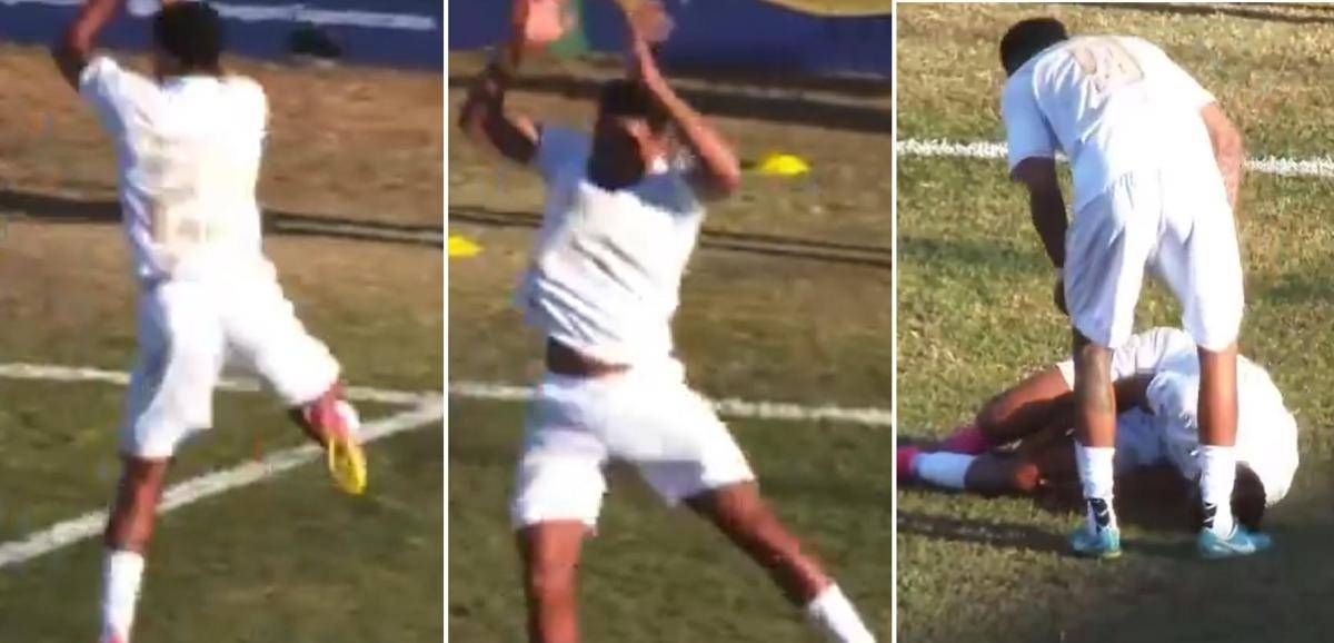 Esulta come Cristiano Ronaldo ma si fa male -