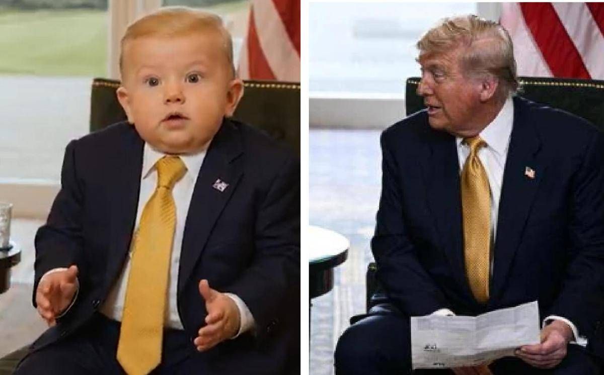 Trump-von der Leyen versione baby, l'AI ricrea l'incontro -