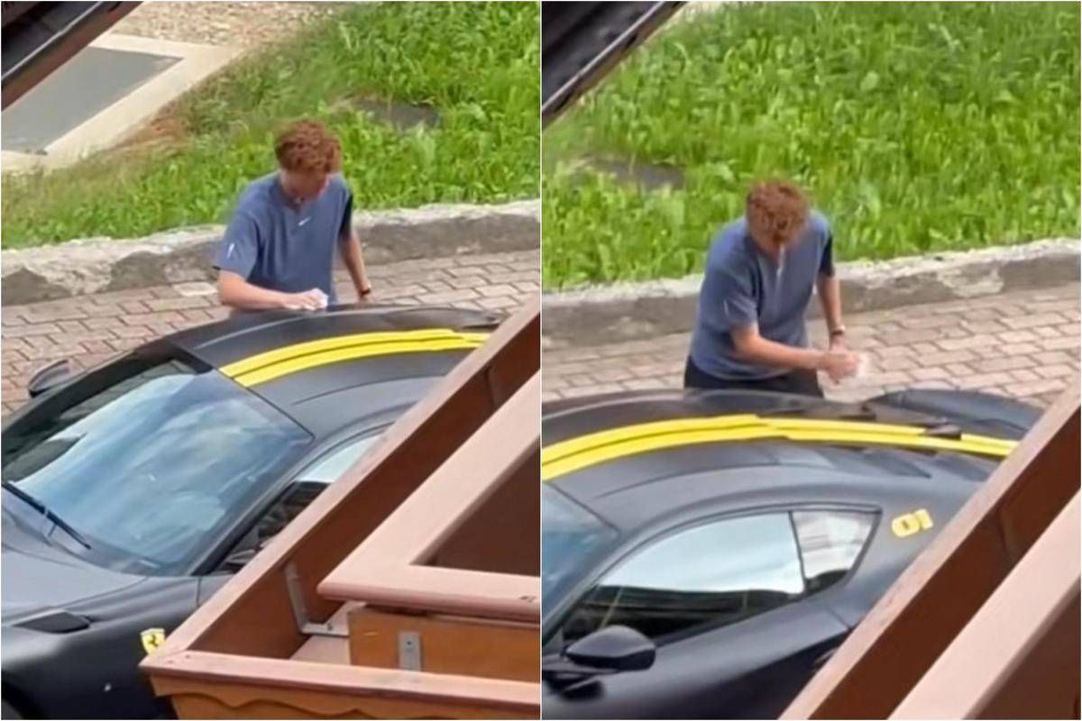 Sinner versione... self service: lava a mano la sua Ferrari -