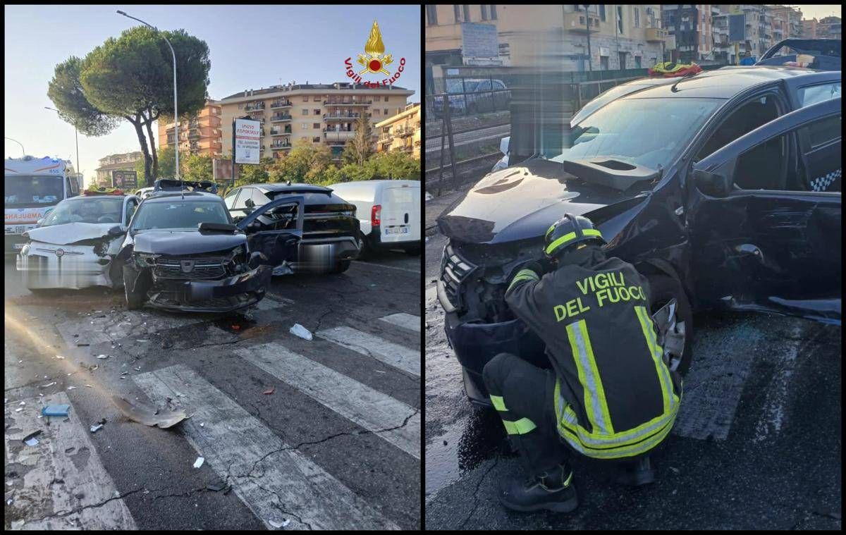 Roma, scontro fra 4 auto sulla Casilina: feriti i conducenti -