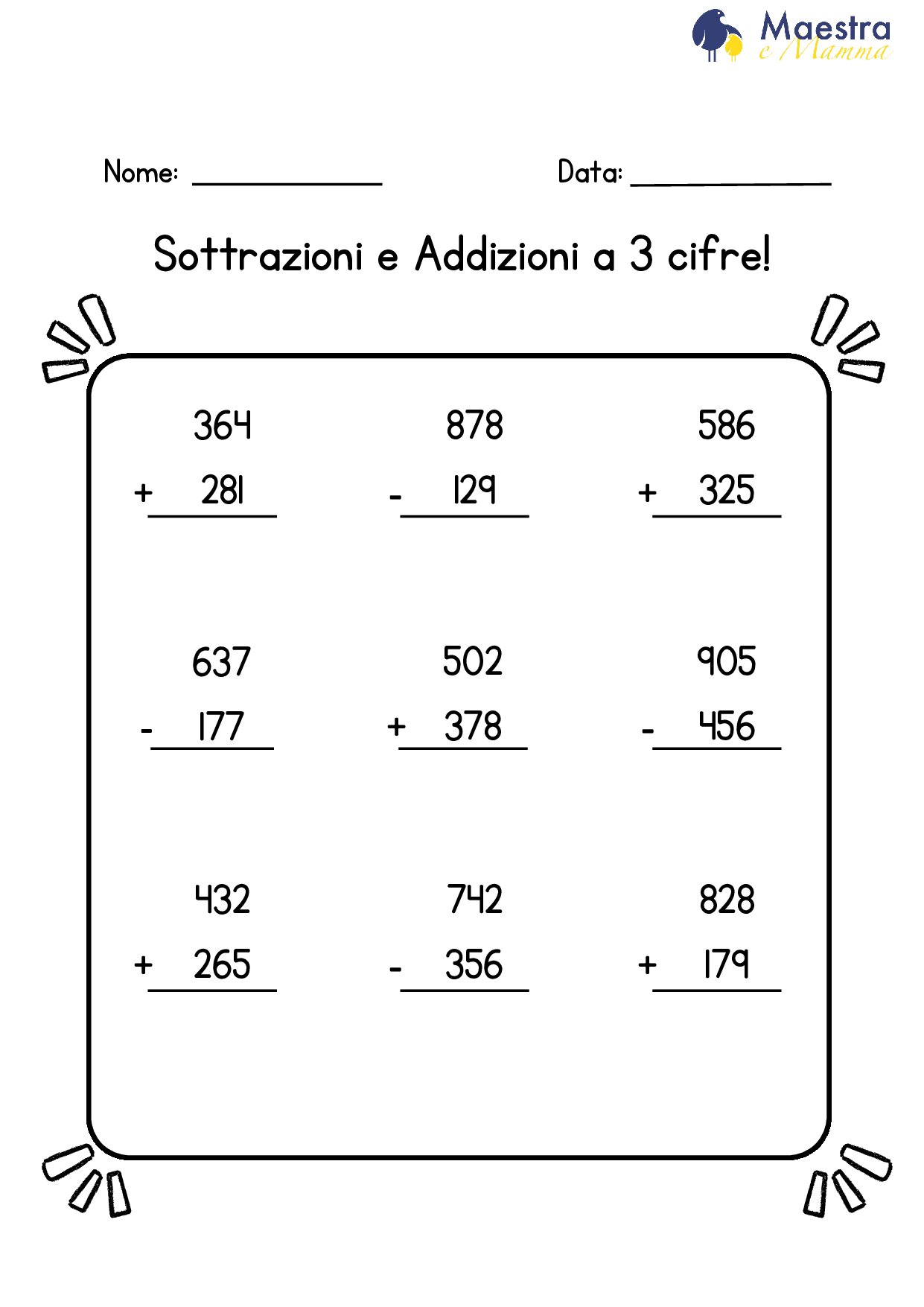 Sottrazioni e Addizioni a 3 cifre [856 KB]