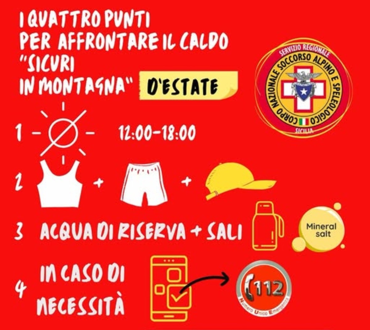 Allerta caldo in Sicilia | Le raccomandazioni del Soccorso Alpino -