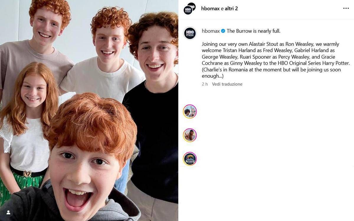 Serie tv 'Harry Potter', svelati i nuovi volti della famiglia Weasley - 