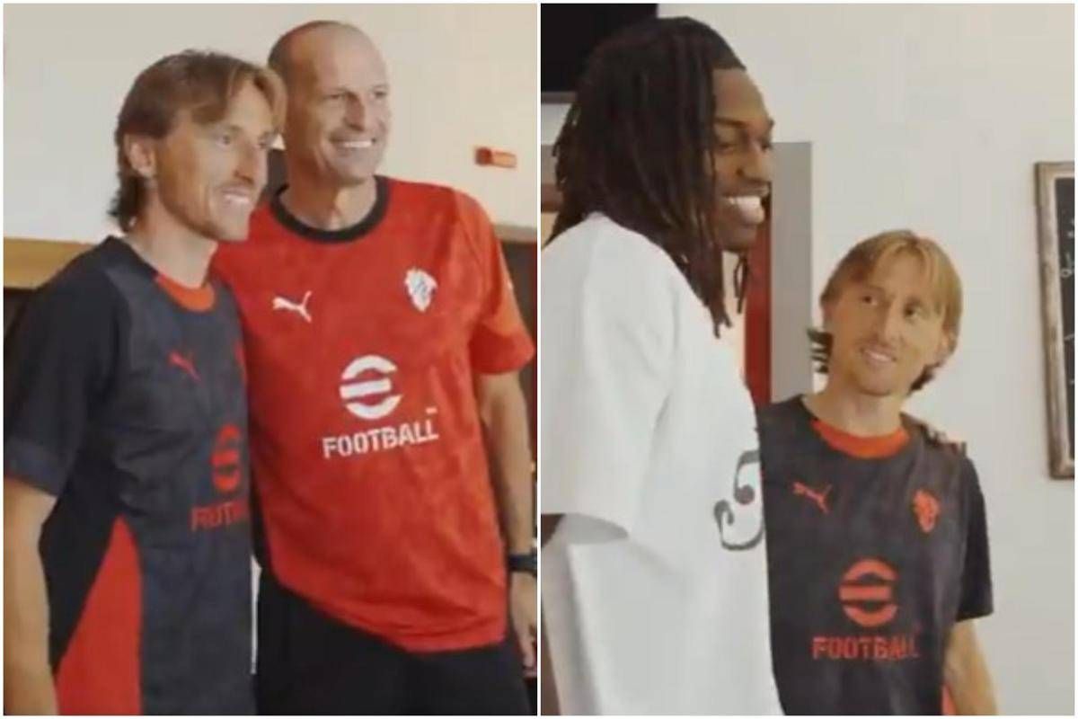 Modric, primo giorno al Milan: saluta Allegri e parla con Leao -