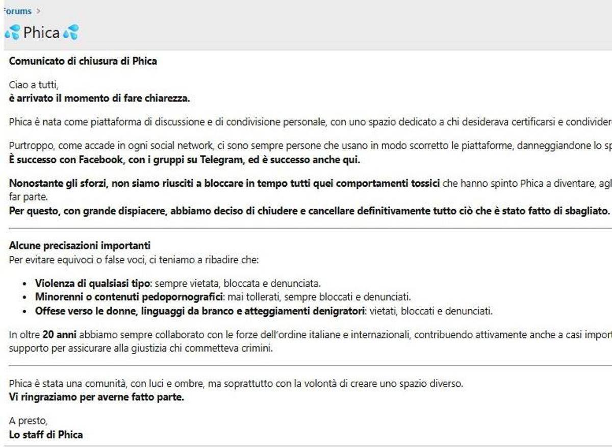 Chiude forum sessista 'Phica': "Non siamo riusciti a bloccare comportamenti tossici" -