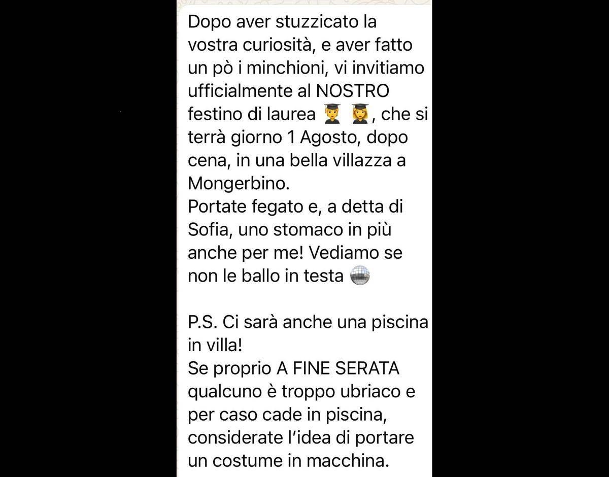 Morta alla festa in villa a Bagheria, l'agghiacciante presagio sulla piscina nell'invito -