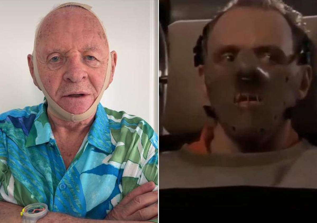 Anthony Hopkins prova la maschera viso di Kim Kardashian ed è subito... Hannibal Lecter -